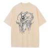 Summer T Shirt Baggy Style Pure Cotton Breathable Print Scary Pattern Heavy Comfort Drop Shoulder Mens Womens Tops