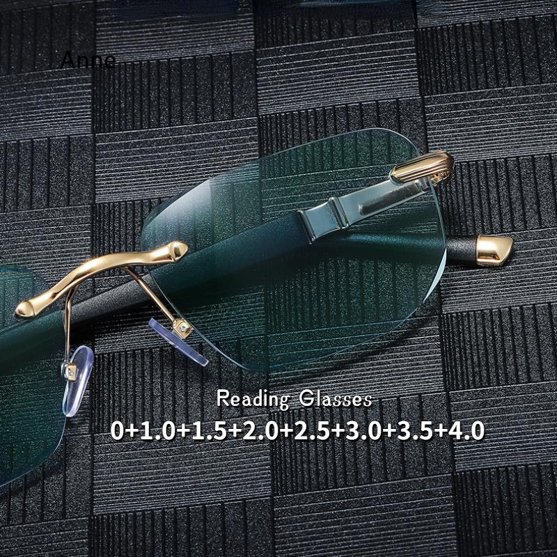 Сплавные Бескаркасные Женские и Мужские Солнцезащитные Очки для Чтения Блокирующие Синий Свет Очки Солнцезащитные Очки для Чтения 0+1.0+1.5+2.0+2.5