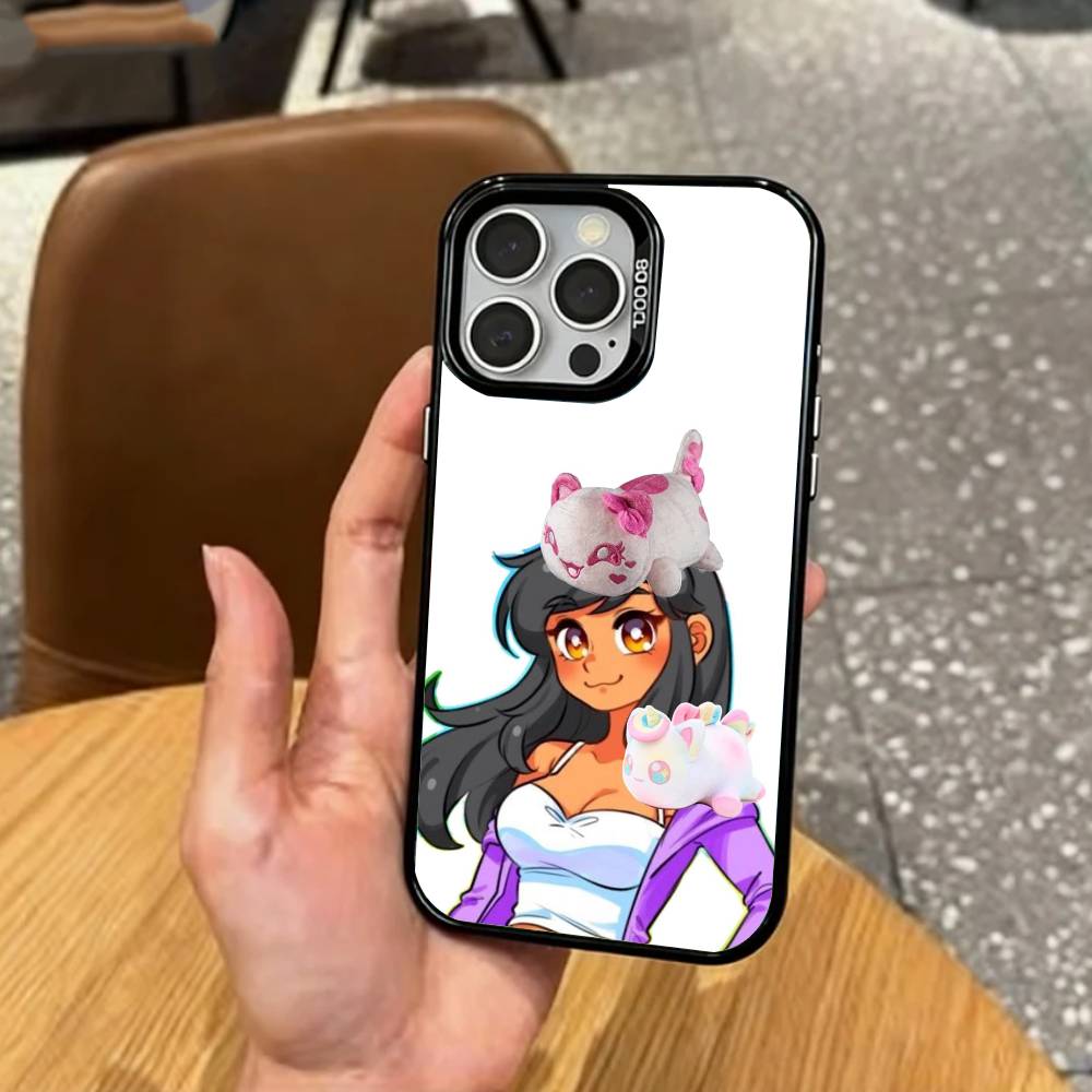 A-Aphmau Мяу Аниме Кошки Чехол Для Телефона Для iPhone17,16,15,14,13,12,11 Plus,Pro Max Цветной Посеребренный Внутренний Чехол