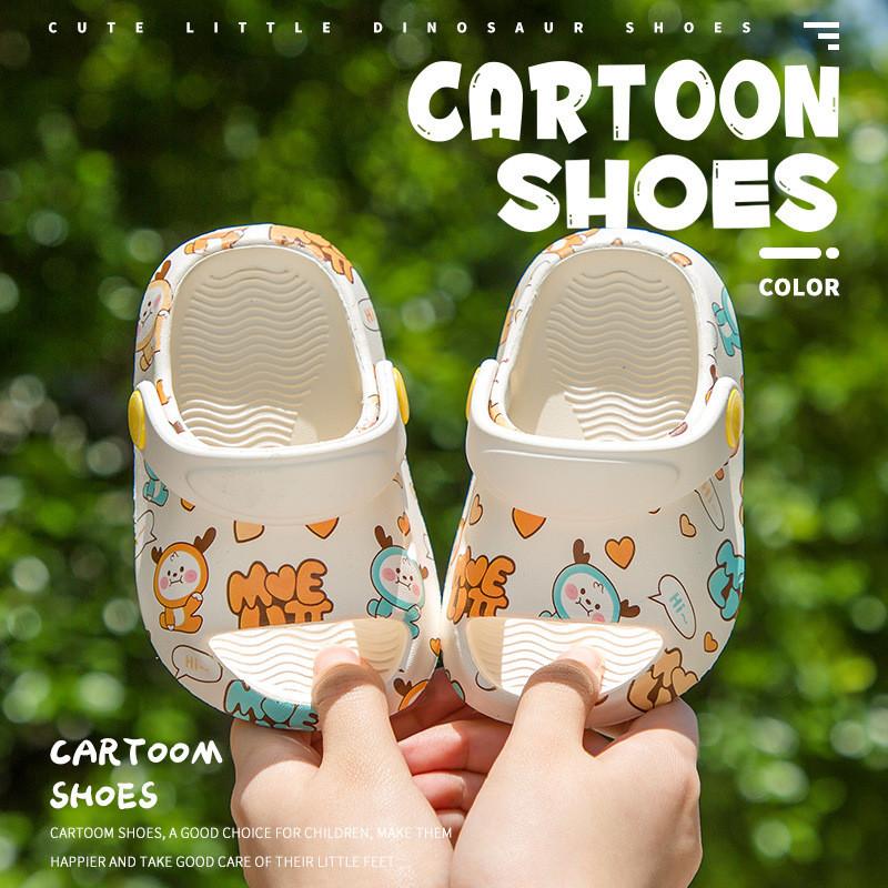 Childrens Eva Slipon Clogs With Lightweight Sole And Cute Cartoon Print For Summer Use