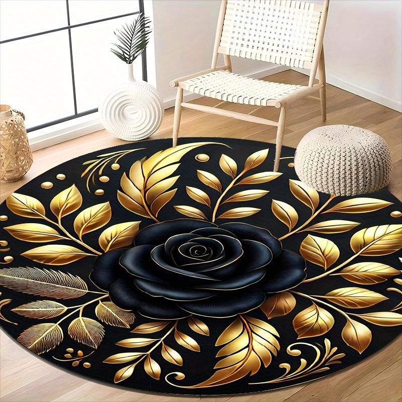 Silver Metallic Round Area Rug Diamond Glitter Circular Floor Carpet Modern Geometric Welcome Mat for Living Room Decor