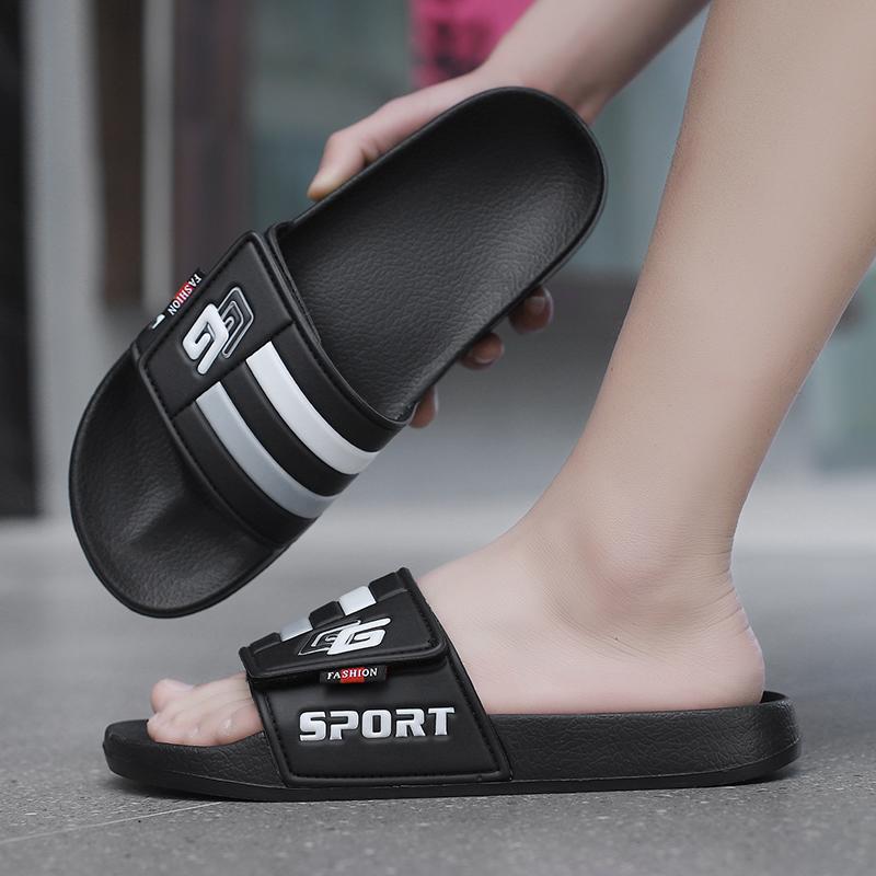 New Mens Slippers Velcro Strap Slipper Lightweight Slide Summer Beach Shoe Soft Mules Slide Flip Men Big Size Sandal Casual Clog