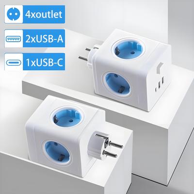 Дорожный USB-адаптер с 4 розетками переменного тока, 3 USB-портами и выключателем питания, настенная розетка с европейской вилкой, удлинитель для дома