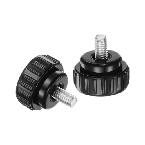 uxcell 12pcs M6 X 10mm Metric Zinc Plated Carbon Steel Knurled Clamping Knobs, Male Thread, Thumb Screw Type, for 25mm Plastic Round Head Threaded Han