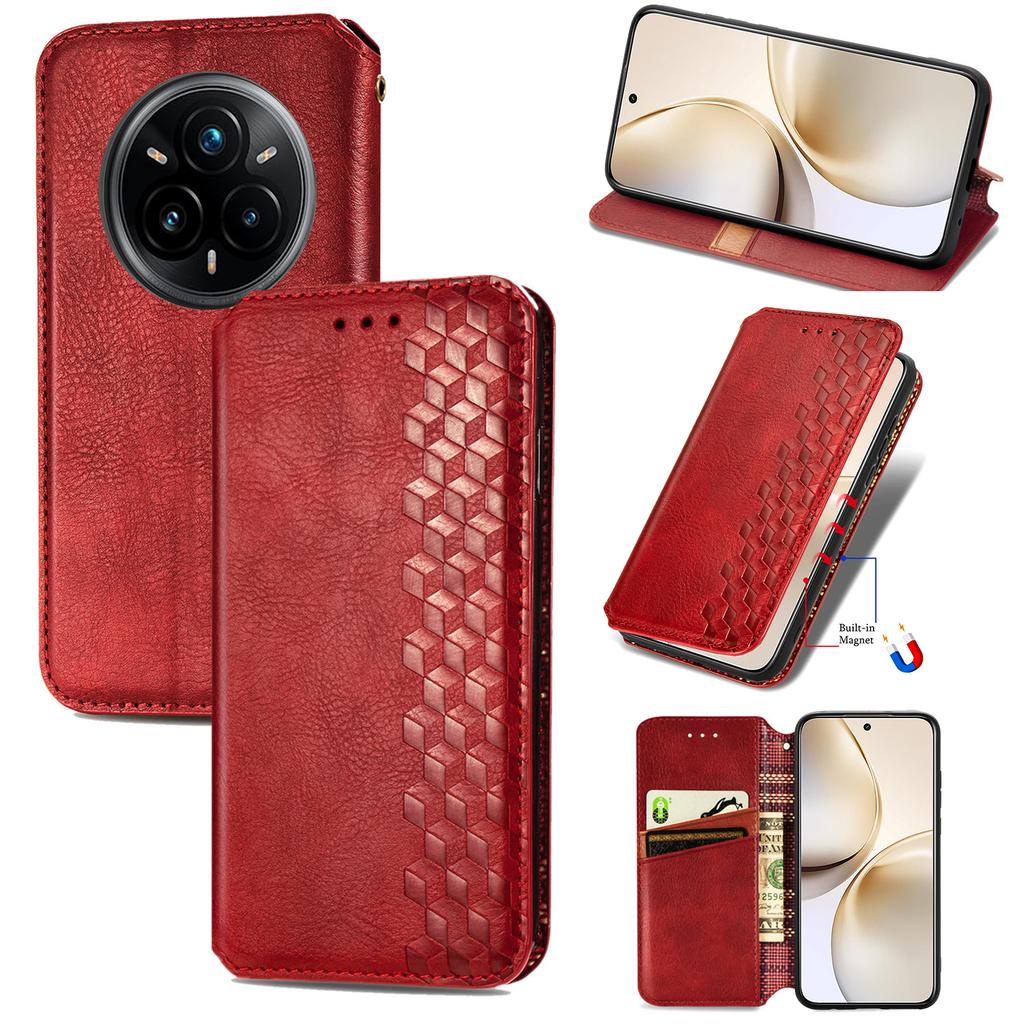 Для Realme 14 Pro+ 5G Чехол Ромбовидный оттиск PU кожаный кошелек Чехол для телефона