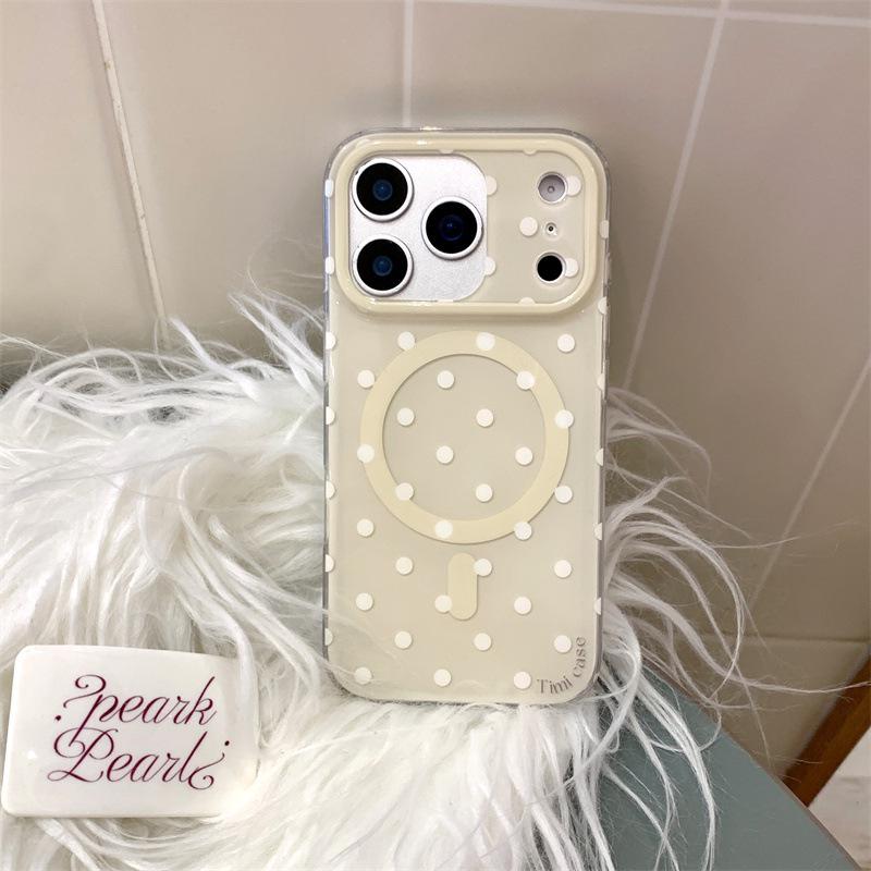 Однотонный чехол для телефона с магнитом и горошком для iPhone 17, Apple 16 Pro Max / 15 / 14