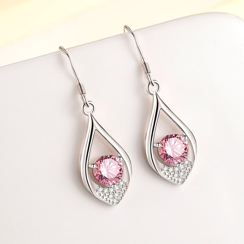 925 Sterling Silver New Women's Fashion Jewelry High Quality Crystal Zircon Hooked Heart-shaped Long Earrings