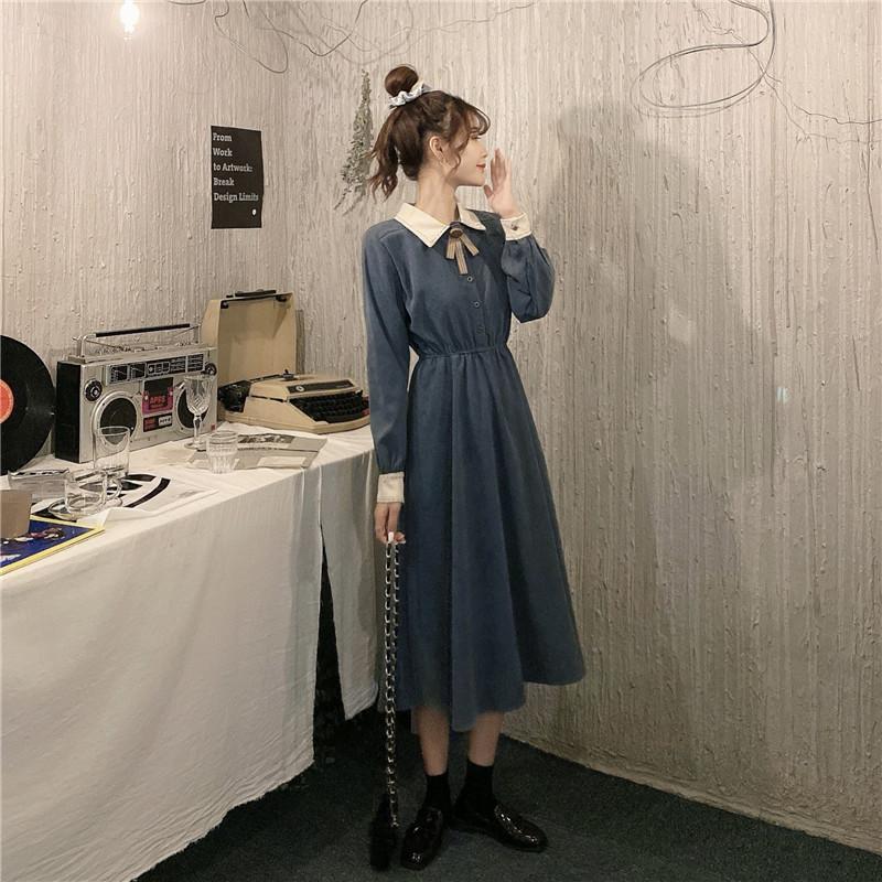 Сказочное винтажное платье женское осеннее с длинным рукавом ретро французское элегантное платье женское повседневное вечернее цельное платье корейское 2025 зима