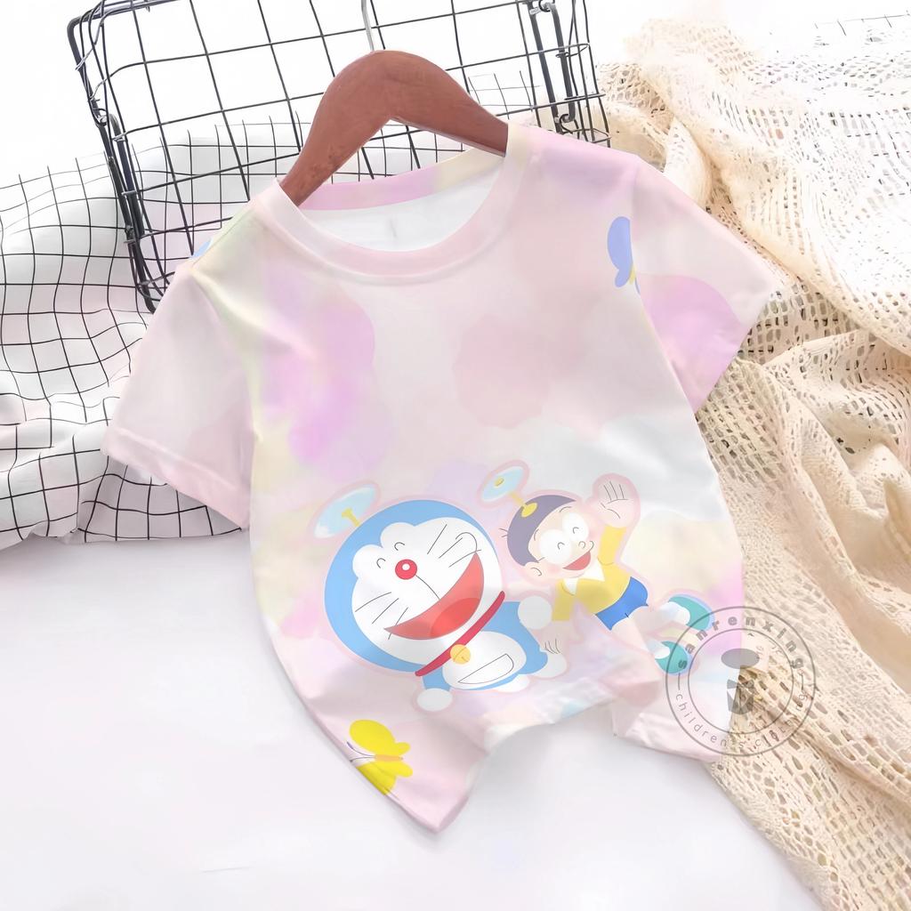 Fashions Girl T-Shirt 3D Print Cute Doraemon T Shirts Casual Crew Neck Boys' And Girls' Clothing T-Shirts For Children