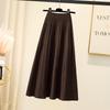 Вязаная юбка для женщин Осень и Зима с высокой талией средней длины А-силуэта плиссированная юбка