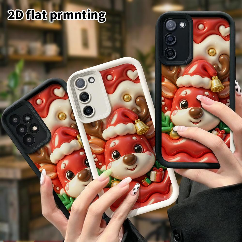 Phone case: 2D flat design suitable for Samsung Galaxy A34 A35 M05 M06 S20 S22 S21 FE Plus 5G protective case, Christmas reindeer, perfect holiday gif