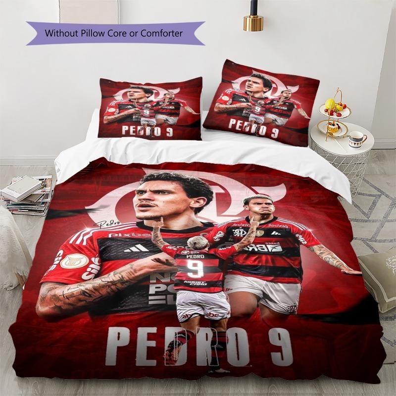 Pedro 9 Football Player Print 3‑piece Bedding Set, Duvet Cover+2 Pillowcases, Without Pillow Core or Comforter, Fan Bedroom Decor