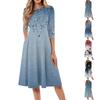 Women's Casual Fashion Round Neck Three Quarter Sleeve Print Midi Dress