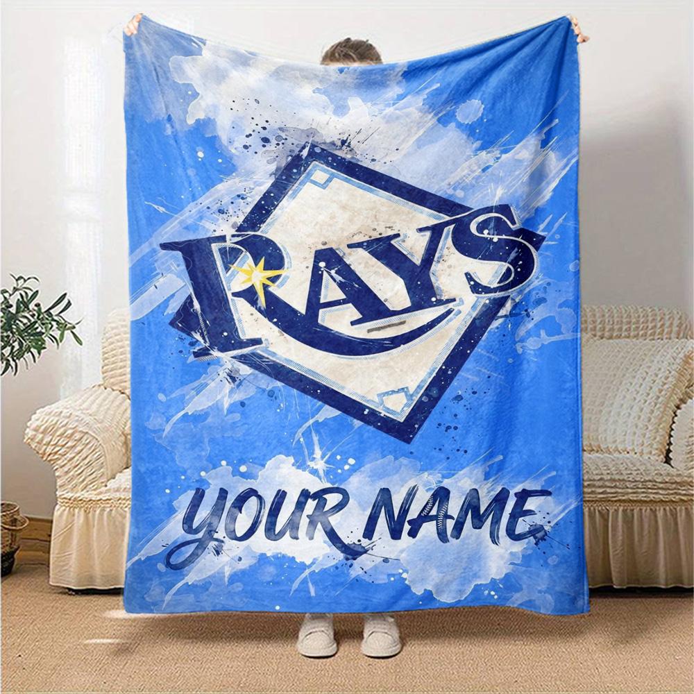 Name Custom Tampa Bay Rays Logo Print Flannel Blanket High Quality Warm Comfortable Cover for All Seasons Perfect for Gifts Home Decor