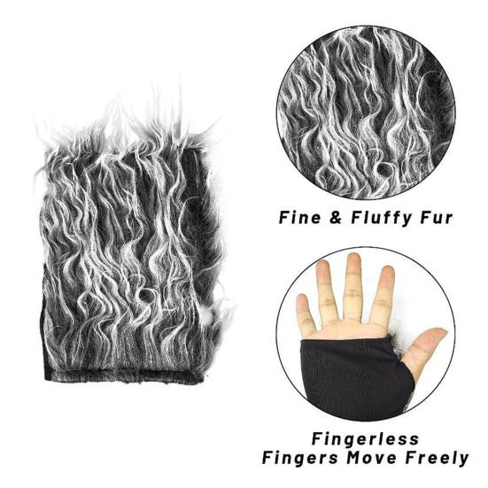 Набор волчьих ушей и хвостов, реалистичный дизайн, плюшевая повязка на голову, перчатки, набор хвостов, аксессуары для ролевых игр на Хэллоуин