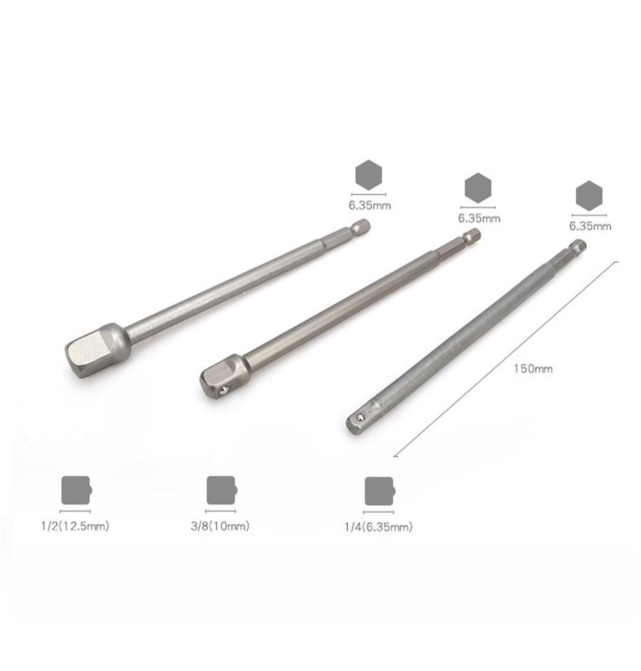 Universal 6PCS 6" & 2.8" Impact Grade Socket Adapter Set 1/4" 3/8" 1/2" Drive 1/4" Hex Shank