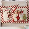 1 шт. Рождественская наволочка, Винтажный Санта, Олень, Леденец и Сани с красно-белой полосатой каймой Добавьте праздничную рождественскую атмосферу
