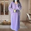 Fashion Winter Women Nightgowns Jacquard Dress Night Dress Loose Solid Color Thickened Flannel Sleepwear Home Clothes