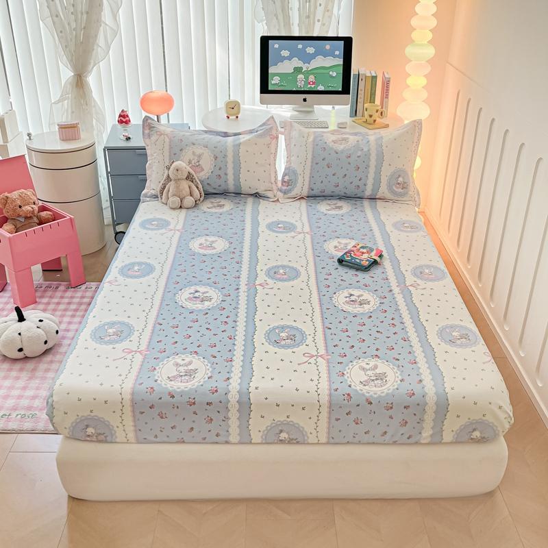 Cartoon Style Ocean Fish Pattern Fitted Sheet Set Sailboat Print 100% Cotton Mattress Protector for Kids Boys Girls Bedding Set