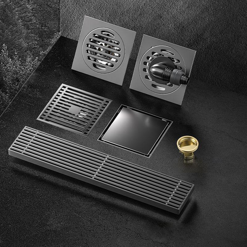 Gun Gray All Copper Floor Drain Core 304 Stainless Steel Anti-odor Concealed Floor Drain for Toilet Bathroom Washing Machine