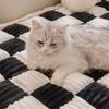 Chessboard Grid Plush Thick Sofa Cushion Anti Slip Floating Window Mat for Bedroom Living Room Household Warm Dustproof Blanket