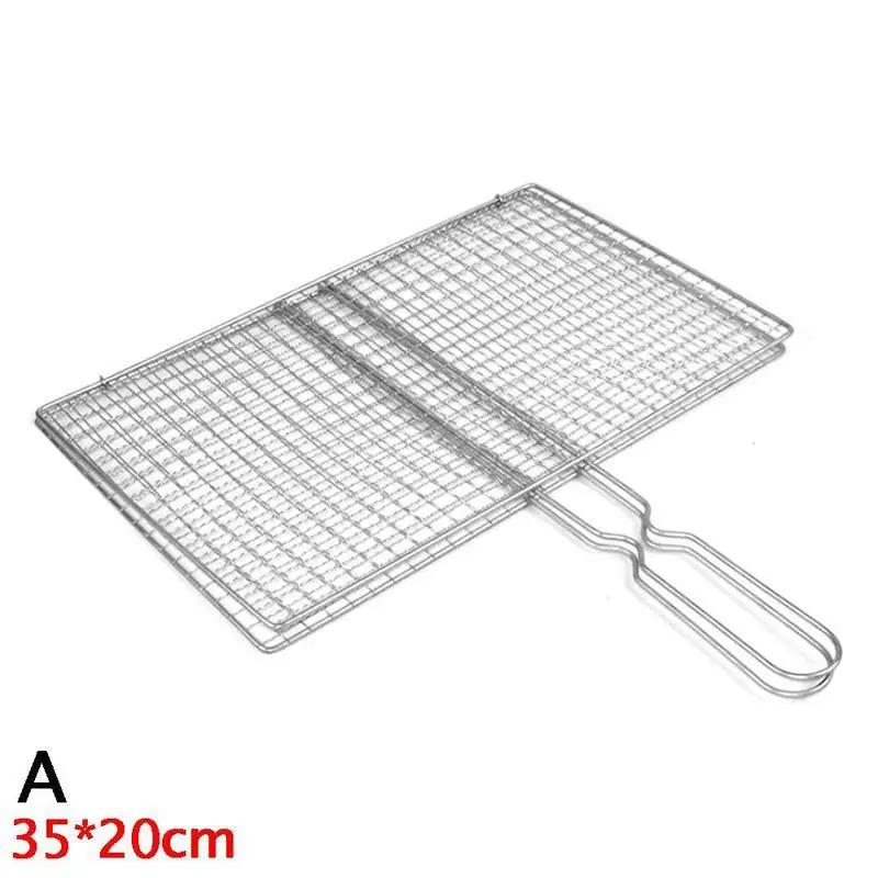 Outdoor BBQ Accessories, Steel Grill Net for Meat, Bacon, Fish, Non - Stick Grilling Basket with Metal Handle