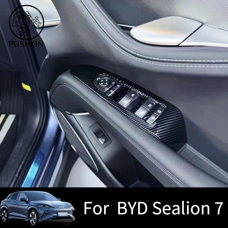 LHD RHD для BYD Sealion 7 Sea Lion 07 EV 2024 2025 ABS Углепластик Переключатель стеклоподъемника Вентиляционное отверстие Дверная ручка Накладка Панель переключения передач Отделка