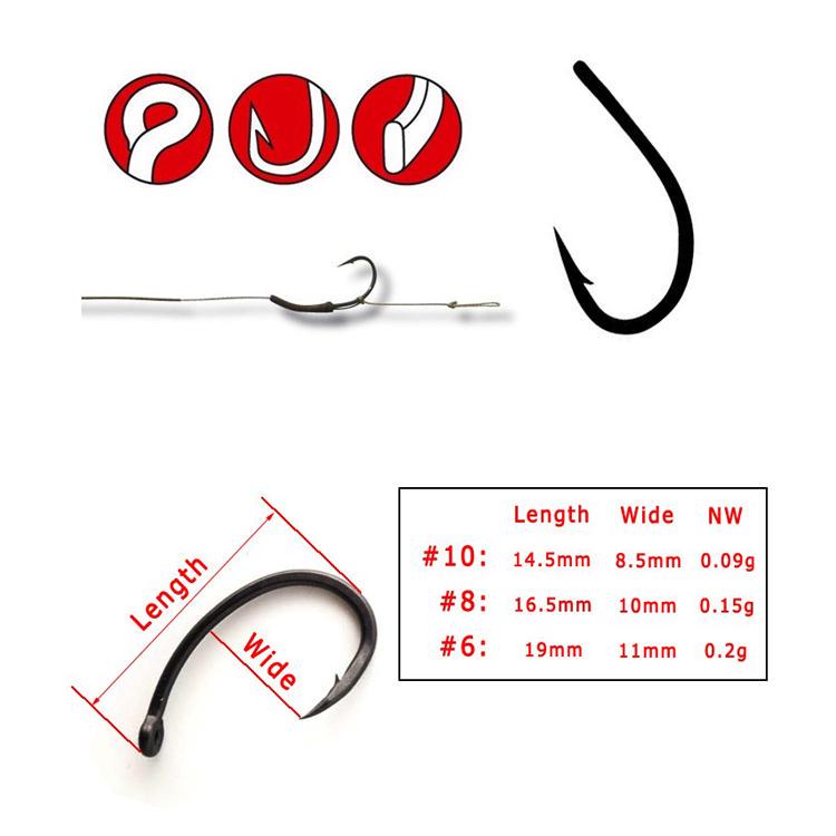 50 шт. # 2 # 4 # 6 # 8 # 10 с колючими тефлоновыми крючками для карпа Yn, прочный, острый кованый хвостовик, матовый черный цвет, карповые снасти, снасти для волос
