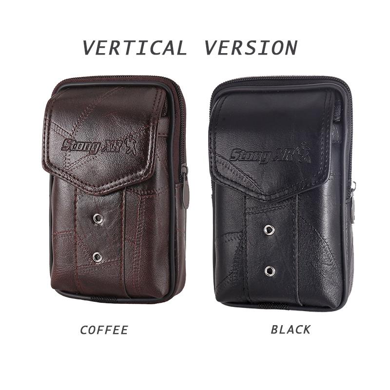 Большая вместительная мужская кожаная сумка, поясная сумка, сумка для мобильного телефона, мужской кошелек для монет