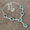 Green Jade Gemstone Handmade 925 Sterling Silver Jewelry Necklace 18" KKG-404