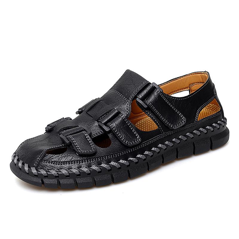 New Summer Men's Sandals High Quality Outdoor Beach Shoes 2024 Cowhide Non-slip Slippers for Men Sandals Designer Brand Mocassin