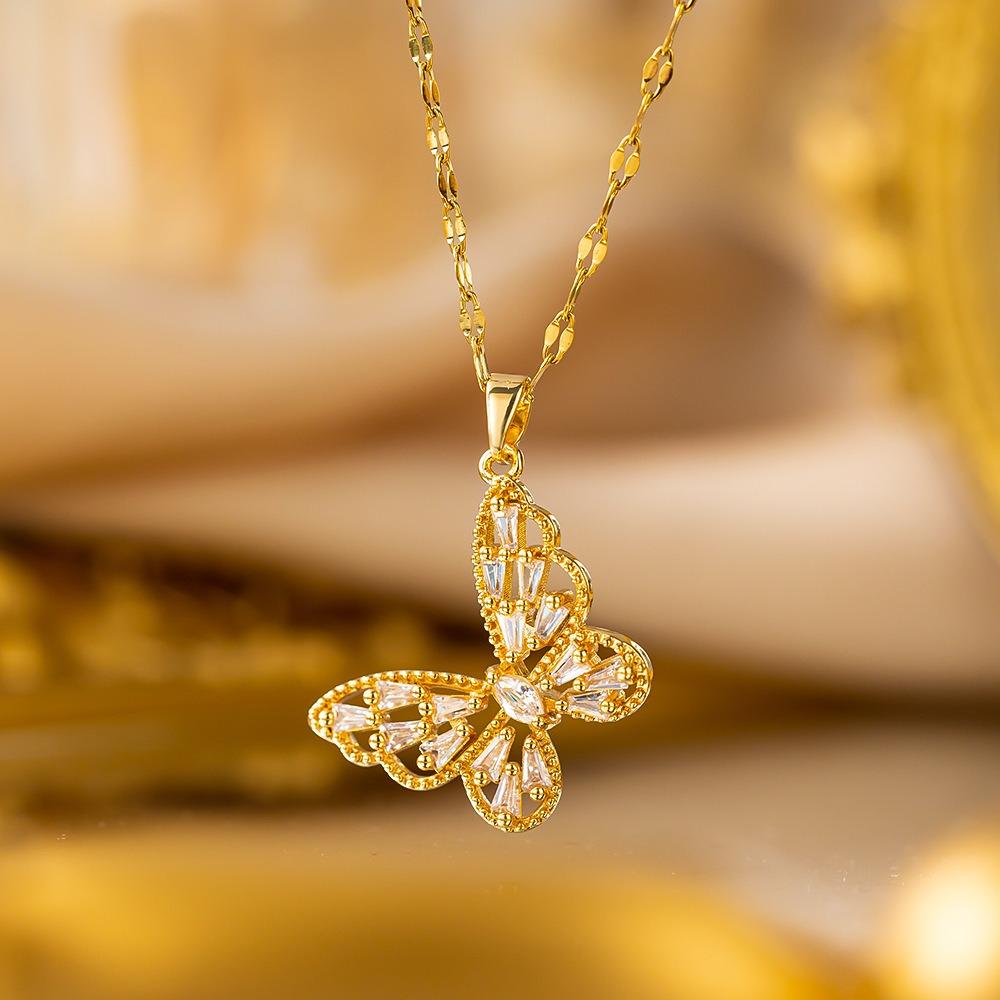 Elegant Full Zircon Copper Necklace Women Simple Exquisite Collarbone Chain Luxury Micro Inlaid Jewelry Gift
