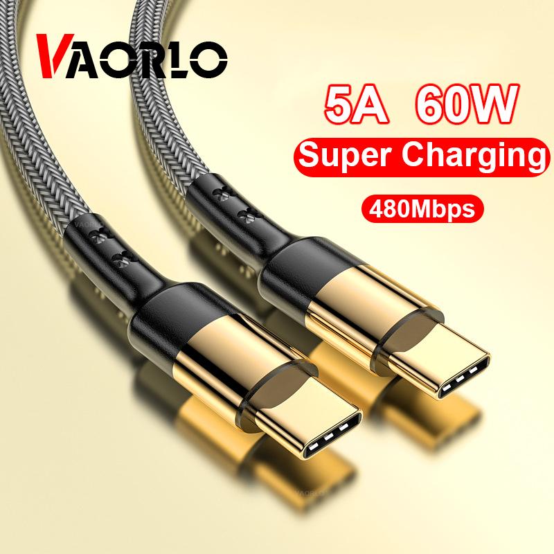 VAORLO Зарядный кабель USB C — USB Type C, 60 Вт для Samsung S20, 5A CC, для MacBook iPad Pro, быстрая зарядка 4.0