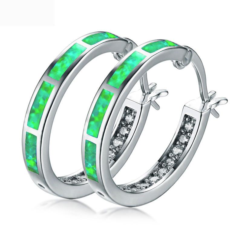 Классические круглые серьги-кольца для женщин, цвет розовое золото, имитация опала, камень по месяцу рождения, помолвочное, свадебное, подарок