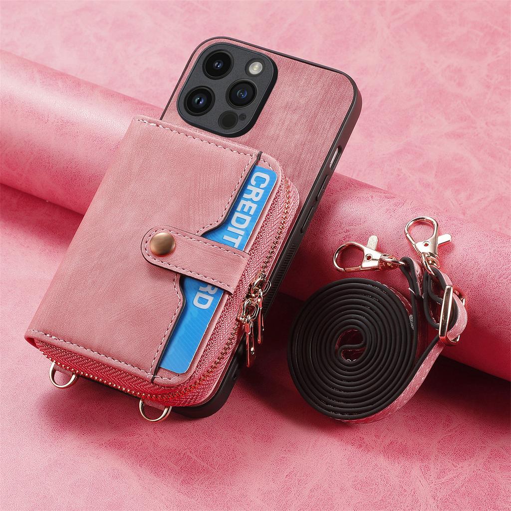 Crossbody Multifunctional Zipper Leather Purse Wallet Case for iPhone 15 14 Plus 13 12 11 Pro Max for Samsung S24 S23 S22 S21 S20 Ultra Plus A15 A25