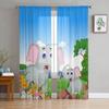 Funny Elephant Cartoon Sheer Curtains For Living Room Kids Bedroom Tulle Curtains Kitchen Window Treatment Drapes