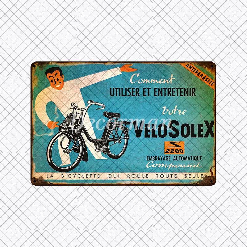 [ DecorMan ] VELO SOLEX Франция Велосипед Металлическая Вывеска Индивидуальная Настенная Постер Железная Картина ПАБ Комната Бар Отель Декор LTA-2033