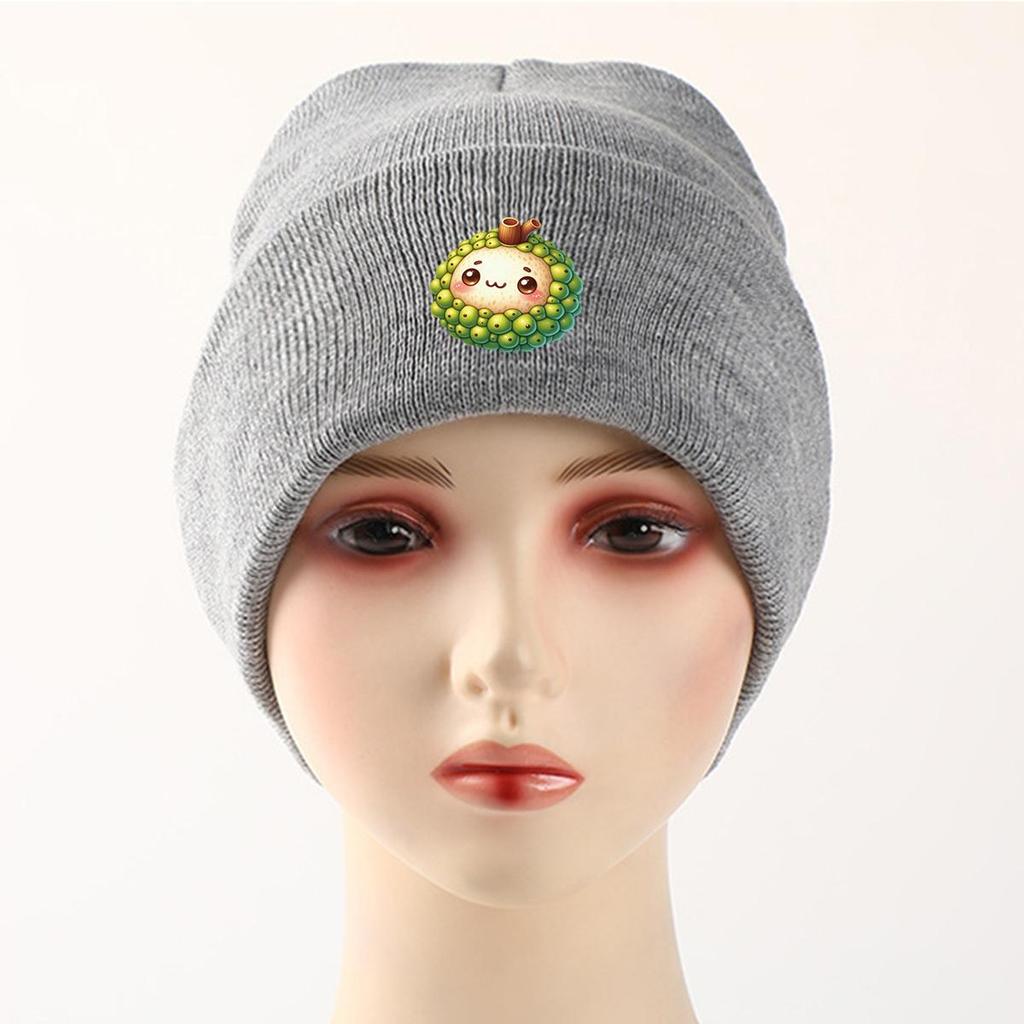 Cartoon Jackfruit Warm Knitted Cap Beanie, Fruit Woman Cap Cuff Fit Simple Headwear Knit Cap Beanie