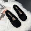 Women Leopard Fur Loafers Suede Slippers Winter Plush Square Toe Shoes Brand Marie Janes Shoes 2025 Trend Fad Cozy Zapatos Mujer