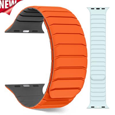 Магнитный петлевой силиконовый ремешок для Apple Watch Ultra 2 49 мм 10 9 8 7 42 мм 46 мм 41 45 мм Спортивный ремешок для iWatch 6 5 4 SE 44 мм 40 38 мм