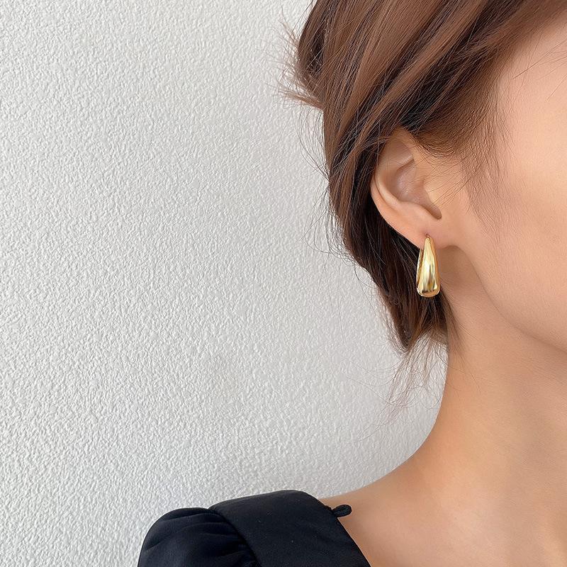 JWER винтажные гладкие металлические серьги-кольца для женщин и девочек, элегантные роскошные новые корейские украшения, серьги для повседневных темпераментных девушек