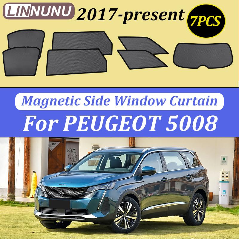 LINNUNU Для peugeot 5008 2017-2025 Магнитная автомобильная солнцезащитная шторка на лобовое стекло, боковые окна, защита от УФ-излучения, аксессуары