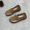 Johnature Мокасины из натуральной кожи с мягкой подошвой, женские туфли без застежек в стиле ретро с круглым носком на плоской подошве