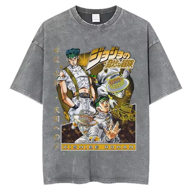 Adventure Bizarre Run Retro Steel Ball Anime Pickling Men'S And Women'S Clothing T-Shirt Comic T-Shirt Casual Short Sleeve Crew Neck