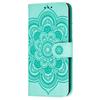 For iPhone 16 Case PU Leather Mandala Imprinted Design Wallet Phone Cover - Green