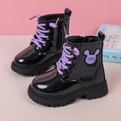 Детские кожаные сапоги, осень 2023, новые одинарные сапоги для девочек, ботинки среднего размера для маленьких детей