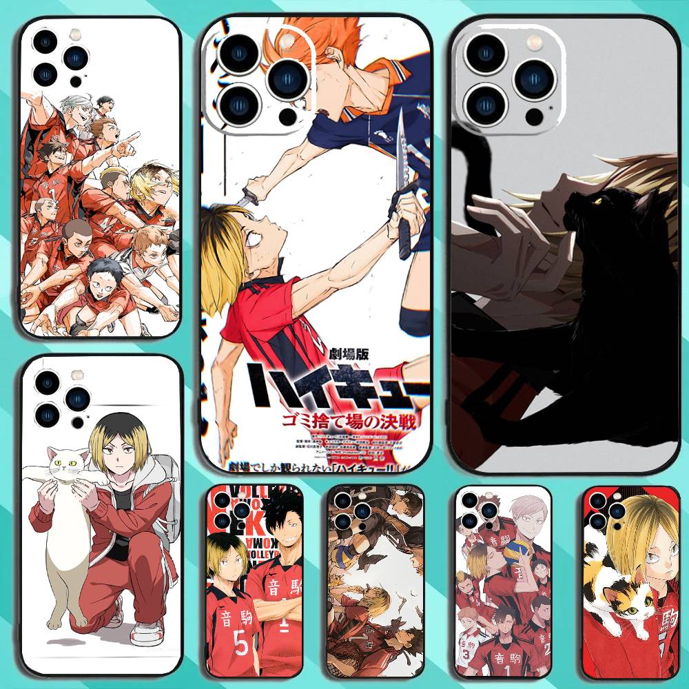 Аниме H-Haikyuu Nekoma Чехол для телефона Для iPhone 17 Air 16 15 14 13 Pro Max 11 12 Черный силиконовый чехол
