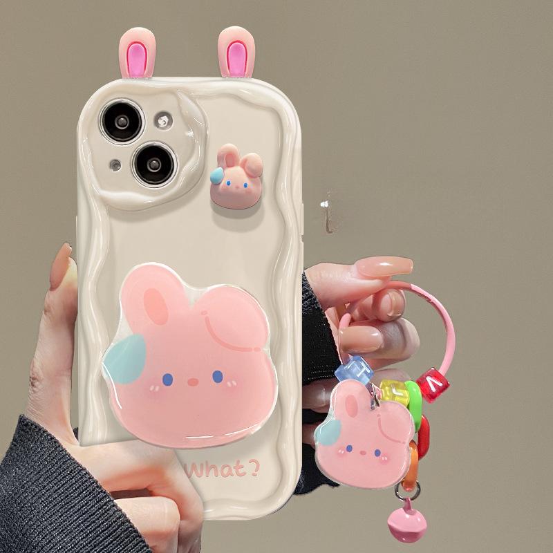 Applicable To Apple 14promax Mobile Phone Case IPhone 13 Silicone Anti-fall 15 Cute Three-dimensional Rabbit Doll Pendant