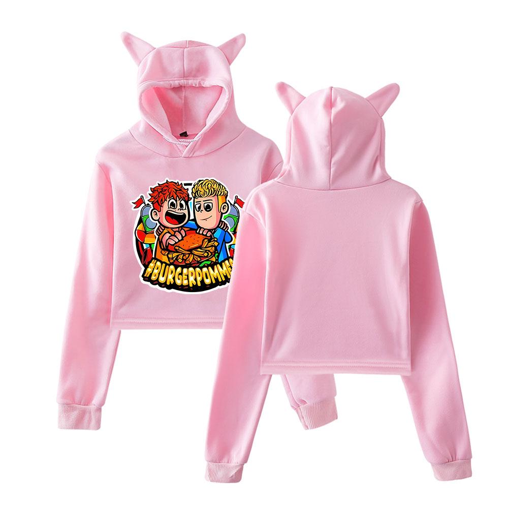 Короткие толстовки женские Icrimax Burgerpommes Printed Lady Sweatshirt Tracksuit Long Sleeve Female Short Top Fashion Korean Clothing Harajuku