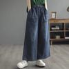 Oversized Wide Leg Jeans Women'S Casual Wash Denim Pants Vintage Loose Elastic High Waist Straight Trouser Fashion Jeans